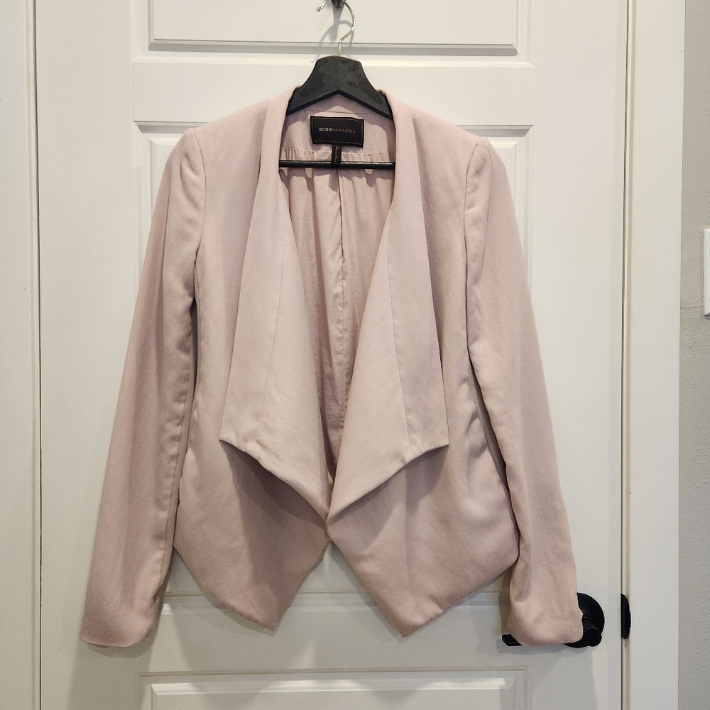 🟣 XS BCBGMaxAzria Pink Blazer with Waterfall Front - Picture 4 of 9